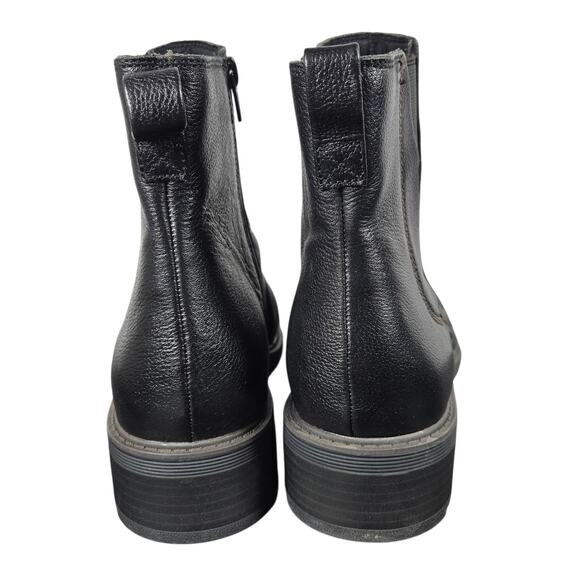 Clarks Hearth Rose Boots Womens 11 Black Leather Ankle Side Zip Ruched Lug Sole - Picture 7 of 11
